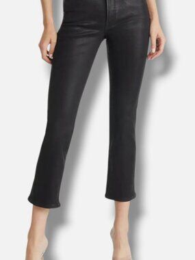 Good American Women's Black Good Straight Coated Jeans Pants Size 6/28